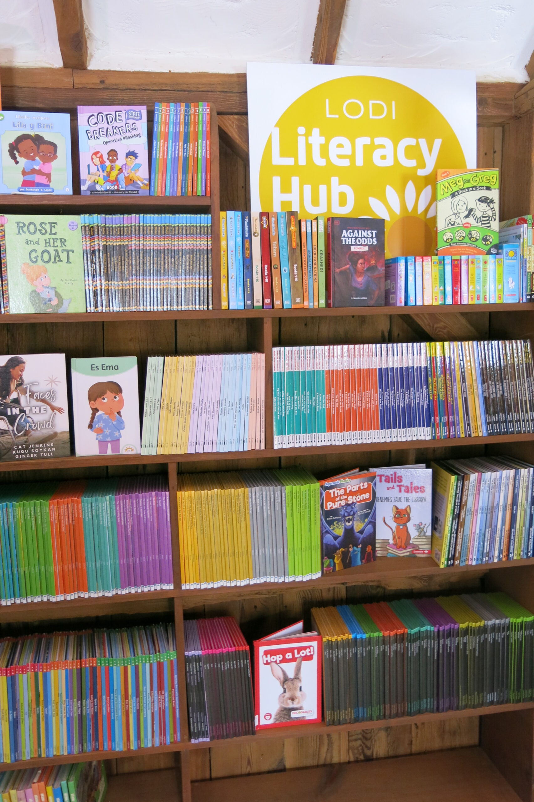 Lodi Literacy Hub with organized collections of decodable books