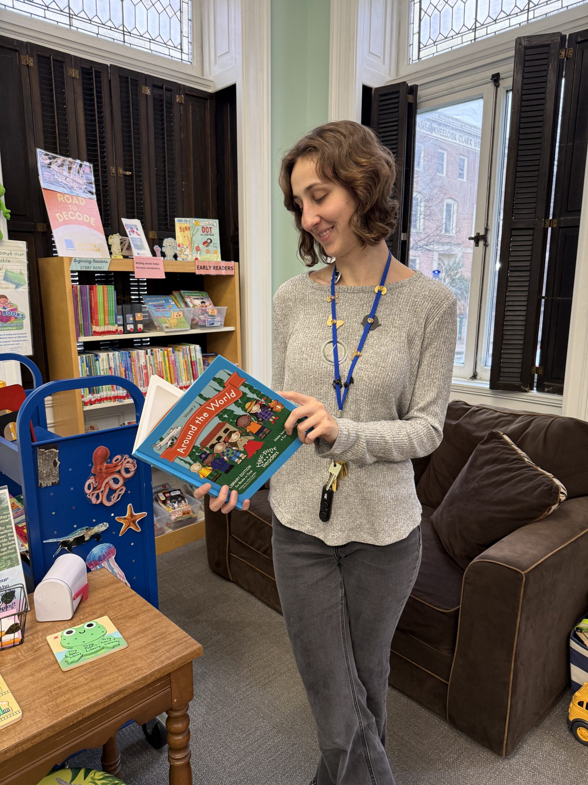 Librarian exploring literacy resources